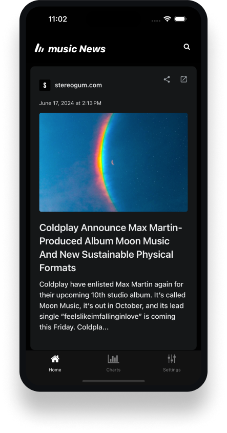 music news screen app